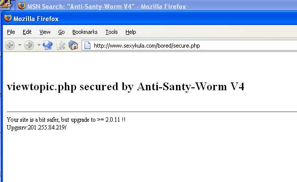 example Anti-Santy-Worm V4 hit site
