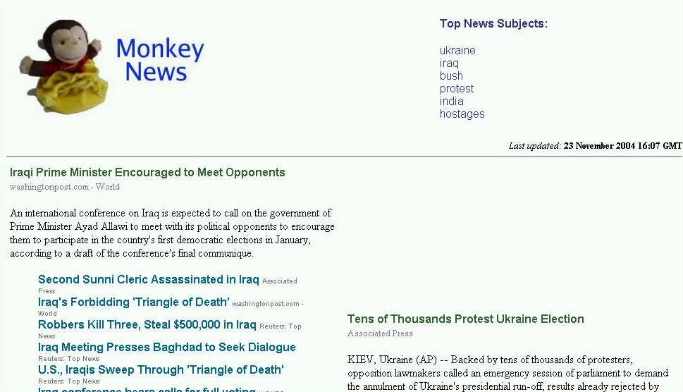 monkey news front page